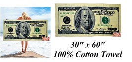 US $100 DOLLAR USA CASH MONEY BILL Big 30x60&quot;COTT​ON BATH POOL BEACH TOW... - $21.99