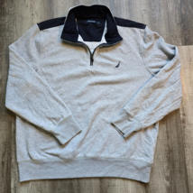 Nautica Quarter Zip Sweater Mens Size Extra Large Sweatshirt Gray Embroidered - £18.02 GBP