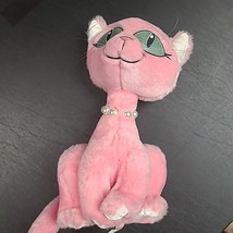 Little Brownie Originals Pink Cat Plush Stuffed Animal Toy with Faux Pearls 16&quot; - £11.73 GBP