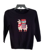 Talbots Navy Llama Embellished Crew Neck Sweater Petite 2 - $51.88 CAD