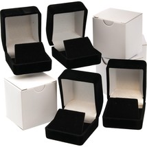 4 Earring Gift Boxes Black Velvet Flocked Jewelry Box - £9.89 GBP