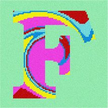 Pepita Needlepoint Canvas: Letter F Tie Dye, 7&quot; x 7&quot; - $50.00+