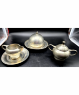 VINTAGE  Trade Continental Mark Pewter   Sugar Bowl &amp; Creamer butter tray - $569.25 MXN