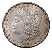 1878 7TF Rev 1878 $1 Silver Morgan Dollar in AU Condition, Mostly White - £70.05 GBP