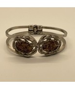 Vintage Silver Tone Crystal Amethyst Hinged Cuff Bracelet Southwestern K... - £14.87 GBP