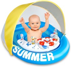 Baby Pool Float with Canopy, UPF50+ Sun Protection Inflatable Baby Float - £10.73 GBP