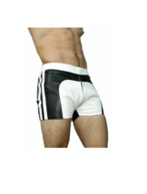 Black &amp; White 100%Men Gym Short  Leather Pants Boxer Genuine Lambskin Sp... - $125.25+