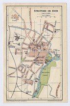 1924 Vintage City Map Of STRATFORD-UPON-AVON / ON-AVON / Warwickshire / England - $23.05