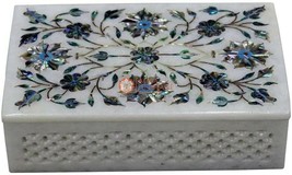Filigree Design Marble Handicraft Jewelry Box Pauashell Precious Inlay A... - $254.48