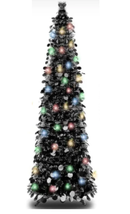 NEW 5 Ft Halloween Tree Black Tinsel w/ Silver Ghosts Pop Up Collapsible... - £14.91 GBP