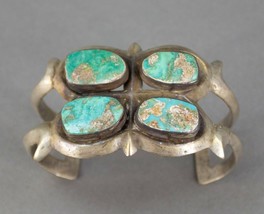 Native American Vintage Handmade Sterling Silver Navajo Turquoise Cuff Bracelet - £1,213.01 GBP