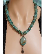 Q.T. Quoc Turquoise Nugget with Pendant &amp; Sterling Silver 925 Necklace - £88.10 GBP