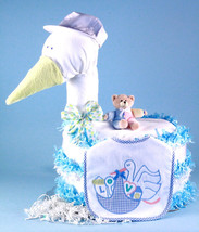 Stork Delivers Baby Boy Diaper Cake - £147.69 GBP