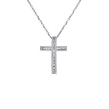 0.30 Carat Baguette Cut Diamonds Womens Cross Necklace 14K White Gold - £310.72 GBP