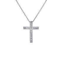 0.30 Carat Baguette Cut Diamonds Womens Cross Necklace 14K White Gold - £315.69 GBP