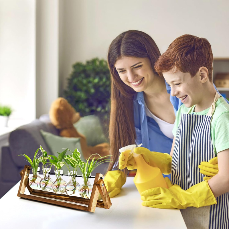 XXXFLOWER Plant Terrarium with Wooden Stand, Wall Hanging Glass Planter Tabletop Item image 3
