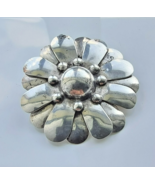 TV-79 MEXICAN VINTAGE 925 STERLING SILVER SUNFLOWER LARGE BROOCH PENDANT - $1,371.66 MXN