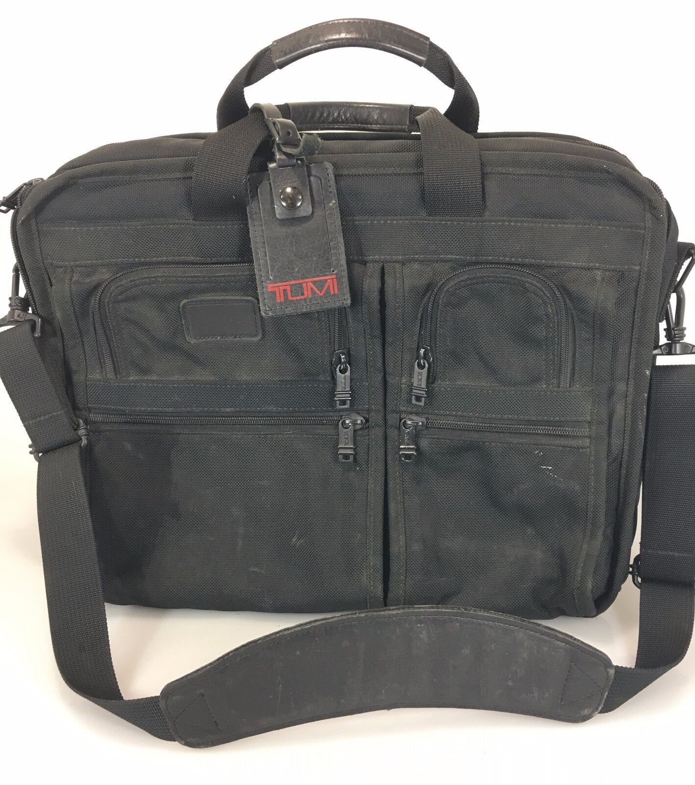 Tumi Black Ballistic Nylon Overnighter Briefcase 2671D3 Luggage Tag & Strap - $112.21