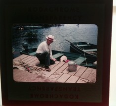000 3 VTG 1954 Kodachrome 35mm Slides Men Fishing Boat Dock Lake Arkansas Catch - £7.85 GBP