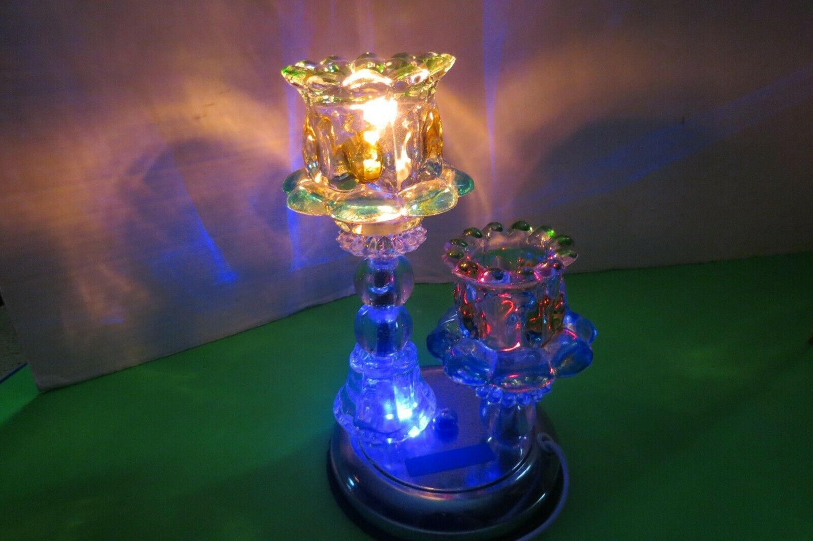 Tri Color LED Decorative Glass Electric Light Set W/ Aluminum Base ...