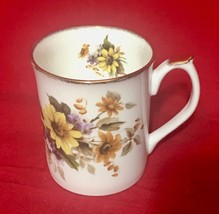 Staffordshire Elizabethan Caroline Fine Bone China floral cup Gold rim England - £4.64 GBP