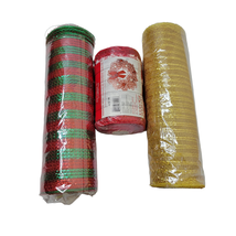 Woven Mesh 3 Piece Lot 5.5 in &amp; 10 in Gold Red Striped Christmas Holiday Wreaths - £22.15 GBP