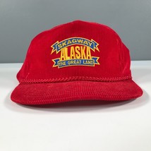 Vintage Alaska Cappello con Visiera Velluto a Coste Rosso Skagway The Great Land - £11.18 GBP