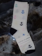 Janie and Jack Multi-Color Anchor Nautical Print Crew Socks Size 4/5 Kids NEW - £7.86 GBP