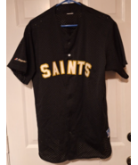 Vtg New Orleans Saints Majestic Black Button Up Baseball Jersey size Large - $32.98