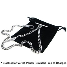Albert Chain Silver color Pocket Watch Chain for Men Feather Design Fob  AC70 - £9.84 GBP+