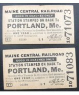 Lot of two (2) Vintage Maine Central Railroad MEC Portland Coaches Ticket - $9.49