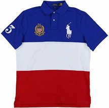Polo Ralph Lauren Big Pony Crest Patch Polo Shirt Striped Classic Fit ( L ) - £116.63 GBP