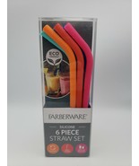 Farberware 6 Piece Large Eco Friendly Reusable Silicone Straw Set - $8.45