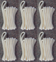 (6) WHITE Double Braided 3/8&quot; x 15&#39; HQ Boat Marine DOCK LINES Mooring Ro... - £33.24 GBP