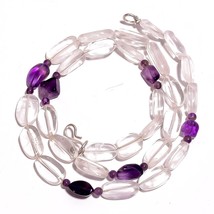 Natural Crystal Amethyst Gemstone Mix Shape Smooth Beads Necklace 17&quot; UB-3081 - £8.53 GBP