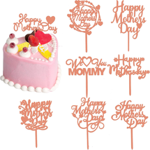 Happy Mother&#39;S Day Cake Toppers,8 Pcs Rose Gold Acrylic Cake Decoration Topper f - £10.61 GBP