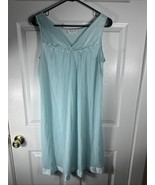 Vintage Vanity Fair Nylon Nightgown Slip Dress Blue M USA Lace Trim 70s 80s - $587.47 MXN