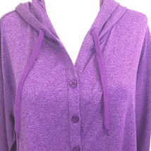Dickies Women&#39;s L Henley Pullover Hoodie Hooded 3/4 Sleeve Top Purple FL094 NEW - £17.69 GBP