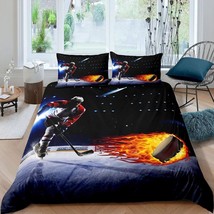 Ice Hockey Duvet Cover Full Hockey Sport Player Bedding Set Winter Extreme Sport - $25.99