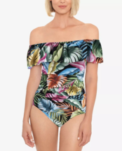 Swim Solutions One Piece Swimsuit Evening Palm Black Multi Size 14 $99 - Nwt - £21.32 GBP