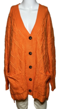 New Kirundo Sweater Cardigan Women&#39;s XL Orange Cable Knit Colorful Whimsical - £20.68 GBP