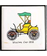 1960-70s Decorated Tile Trivet Winton Car 1898 Taiwan Cast Iron Vintage C88 - $464.13 MXN