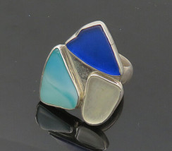 CHARLES ALBERT 925 Silver - Vintage Recycled Glass Cocktail Ring Sz 8 - RG20122 - £73.88 GBP