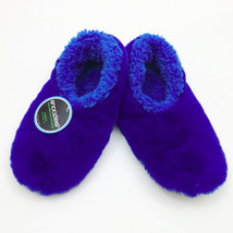 Snoozies Women&#39;s Soft Fuzzy Bright Blue Slippers Medium 7/8 - £10.11 GBP