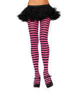 Leg Avenue Women&#39;s Nylon Striped Tights, Black/n.pink, One Size - $98.75 CAD