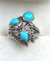 Bali Legacy Sleeping Beauty Turquoise Butterfly Ring in Sterling Silver 1.60 ctw - £40.05 GBP
