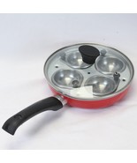 Crofton Egg Poacher Pan Skillet 4 cups 8&quot; Diameter x 2“ Deep Red - £18.34 GBP