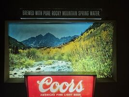 Vintage Coors Beer Rocky Mountain Stream Motion Lighted Sign Works See V... - $444.51