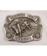 1986 WASHINGTON COUNTY FAIR &amp; RODEO BELT BUCKLE OREGON 25TH ANNIV POWER ... - €46,88 EUR