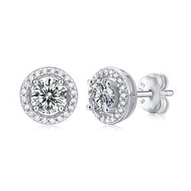 100% Moissanite Earring 0.5ct 1.0ct D Color Round Brilliant Diamond 925 Sterling - £75.57 GBP